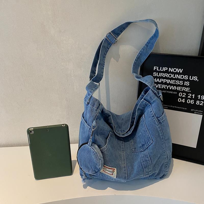 Denim Bag Women's Tote Bag Large Capacity Crossbody Bag Student Class Shoulder Bag