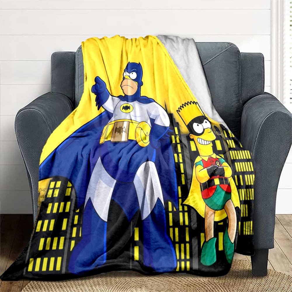 The Simpsons Flannel Blanket, High quality Comfortable for All Seasons, Home Decor, Warmth and Comfort