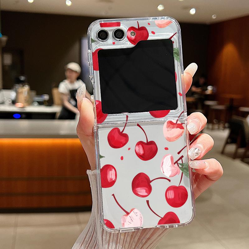 For Samsung Galaxy Z Flip 7 6 5 4 3 Case Cherry Watermelon Fruits Hard Clear Folding Cover For Samsung Z Flip6 Flip5 Flip4 Flip7
