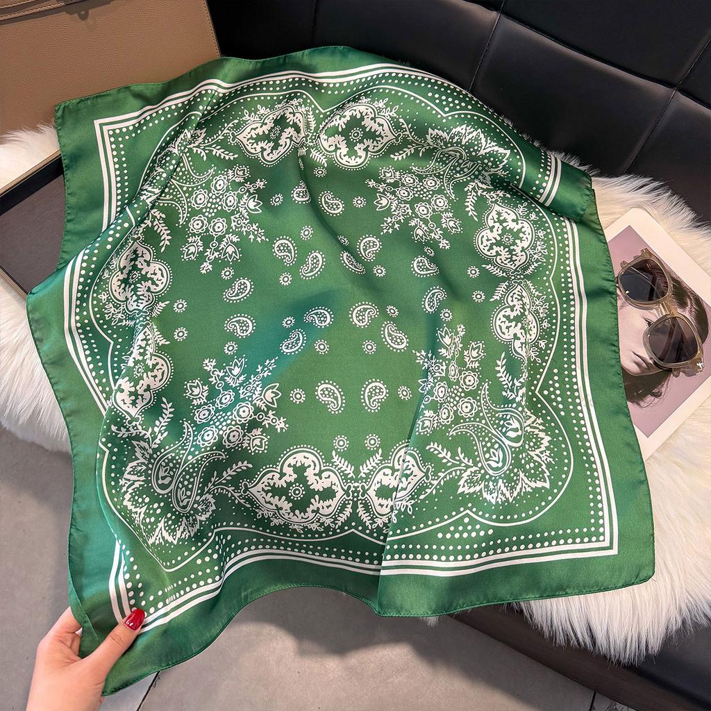 New Luxury Paisley Print 70*70cm Square Scarf Women Soft Satin Hairband Neckerchief Tie Female Headband Foulard Bag Ribbon Gift