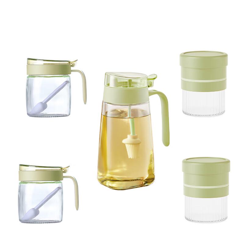Aiyiyaoxuan Crystal Essence 5-Piece Glass Oil and Seasoning Storage Set