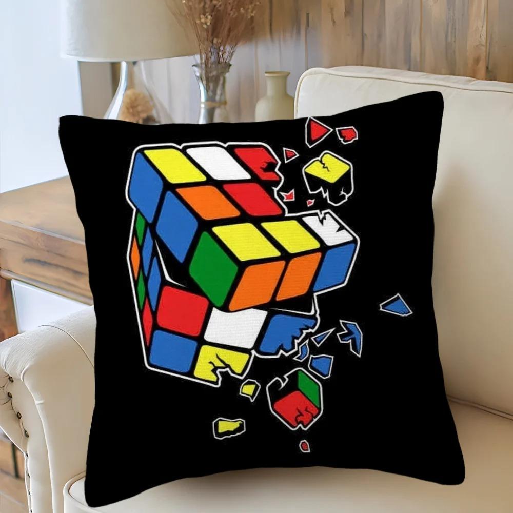 Car Living Room Sofa Cushion Cover Rubik'S Cube Cartoon Pattern Cushion Cover Luxury Home Decoration Pillow Cover