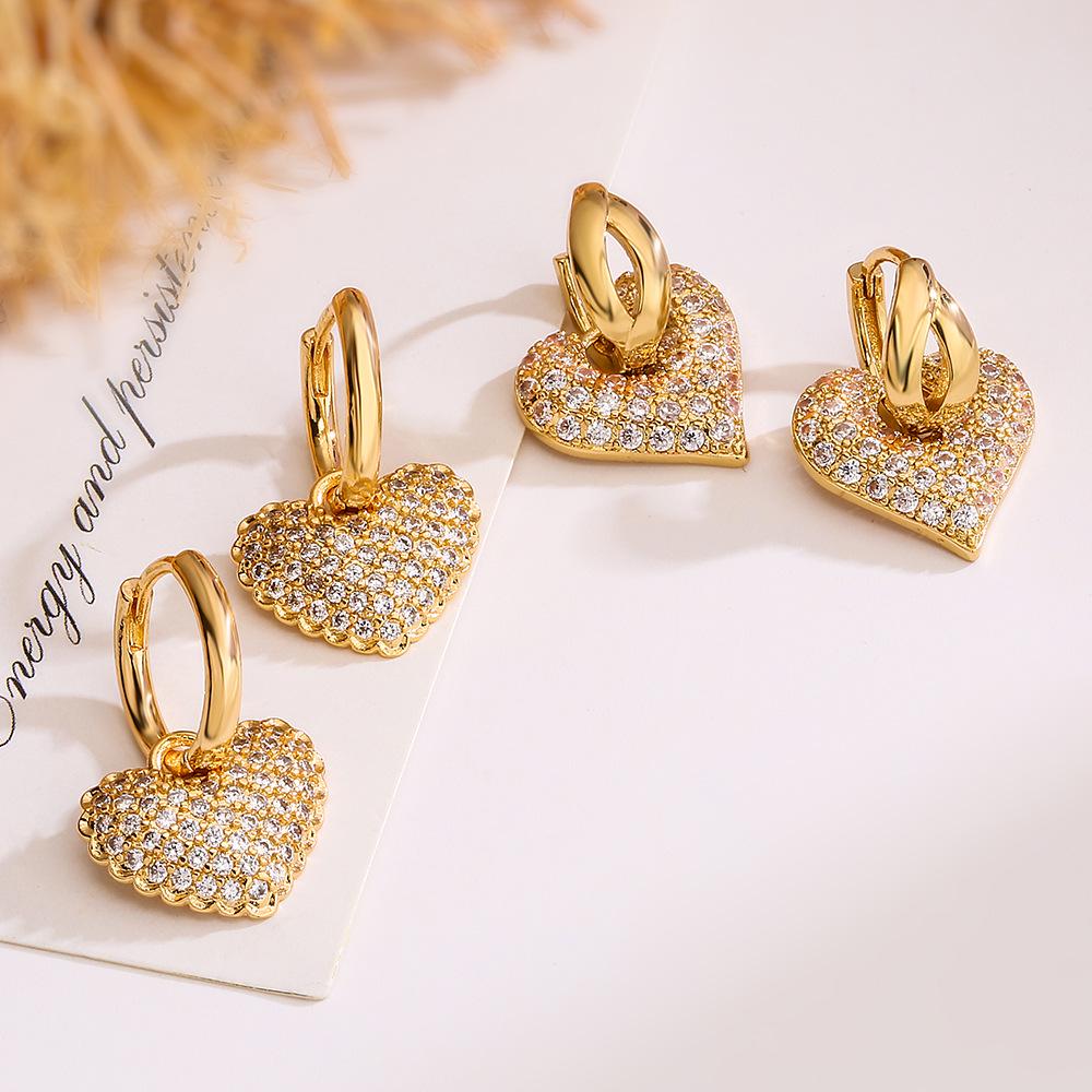 Zircon Heart Drop Earrings - Light Luxury, Simple & Versatile Design for Women