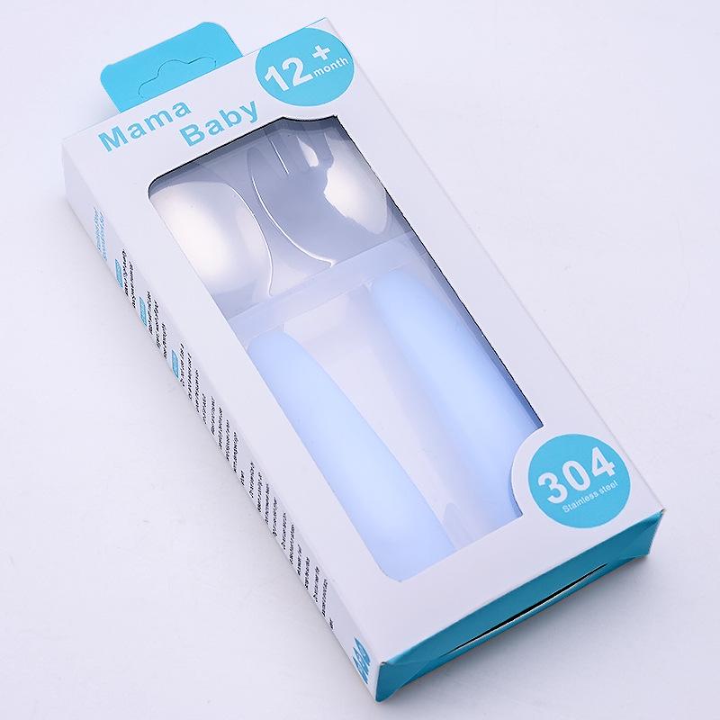 304 Stainless Steel Children's Cartoon Cutlery Set: Baby Feeding Spoon & Fork, Training Spoon & Fork