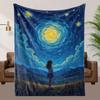 Soft Breathable Fleece Blanket Van Gogh Starry Night Print All Season Cozy for Bed Couch Machine Washable