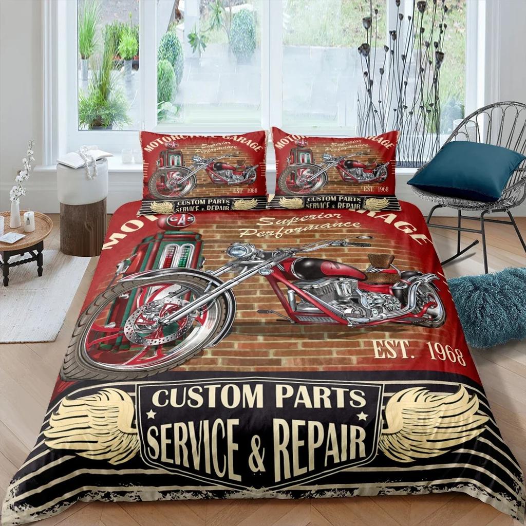 Luxuriöses Bettwäsche-Set mit Route 66-Druck, Doppelbettgröße, Steppdecke, Bettwäsche, weicher warmer Bezug, Bettbezug, Kissenbezug-Sets, Erwachsene, Baby, Kinderbettwäsche ki