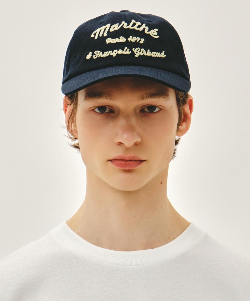 Malittepeulangsowajeobeo Chain Embroidery Flat Brim Cap Navy