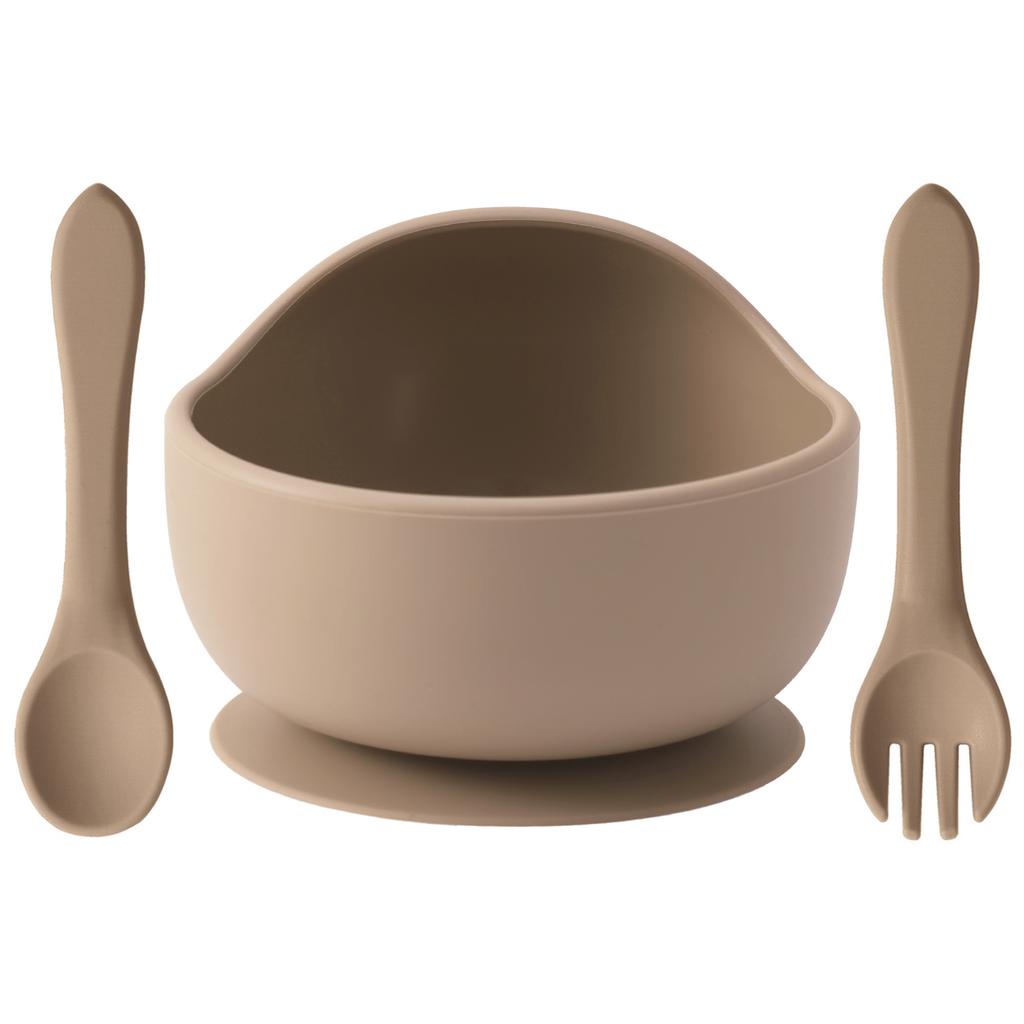 Color Kids 3-delat Silikon Baby Matset Sugskål BPA-fri Småbarn Självmatning Träningssked Gaffel Porslin Gåvor