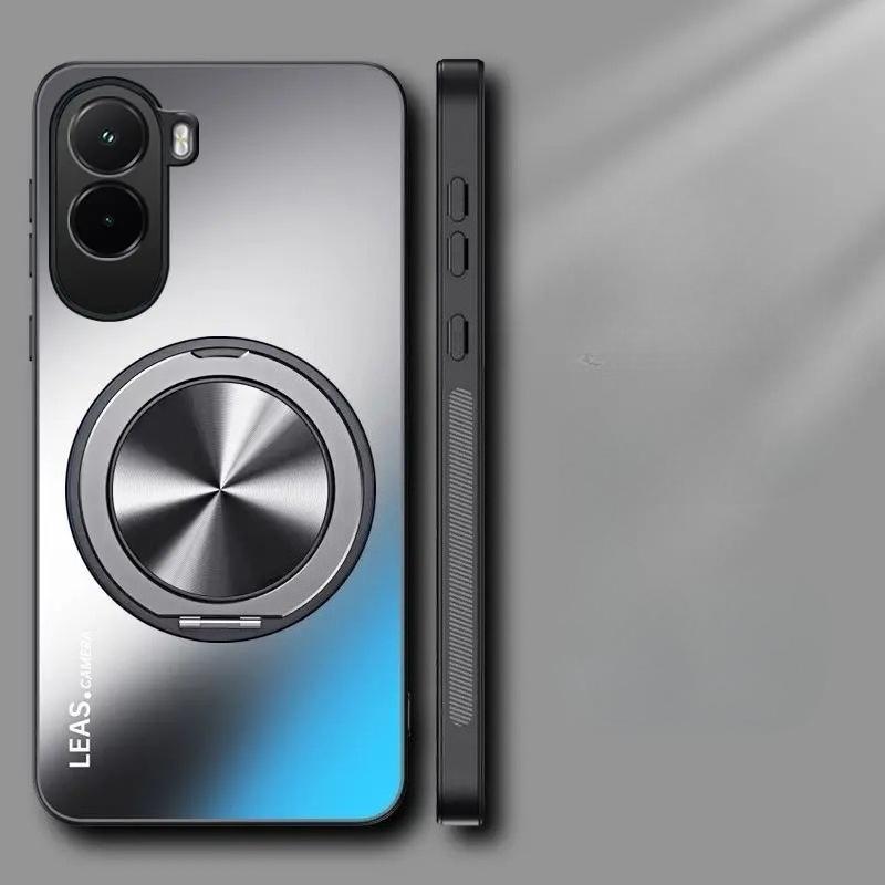 AG Matte Magnetic Case for POCO M7 4G 360° Rotating Ring Holder Wireless Charging Hard Cover for Xiaomi POCO M7 4G