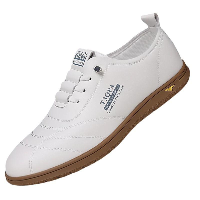 Autumn new men's casual leather shoes trendy versatile little white shoes soft sole non-slip and wear-resistant one-pedal leather shoes