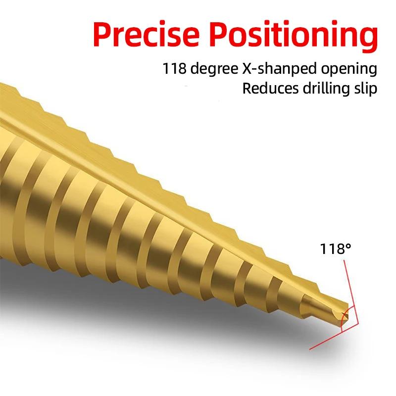 HSS Step Drill Bit Straight Groove Titanium Coated 4-12 4-20 3-12mm Wood Metal Hole Cutter Broca Cone Conical Stage Drill Tools