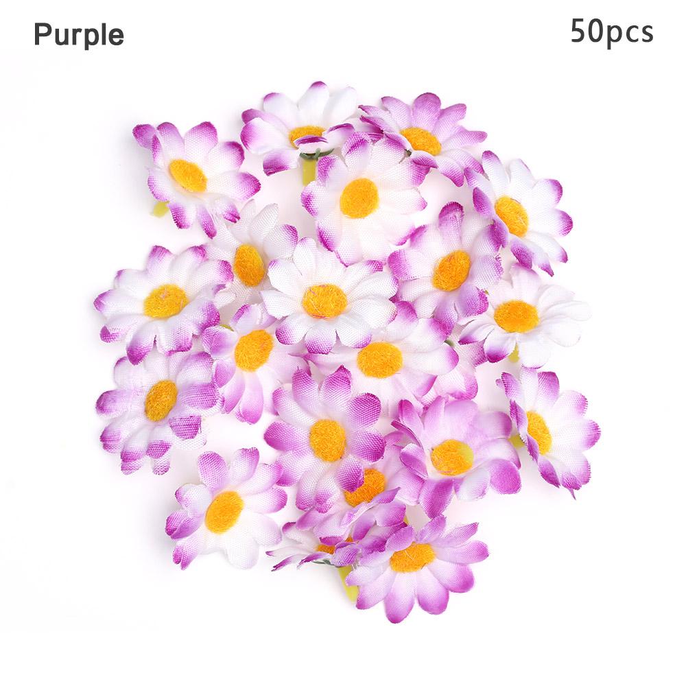 50pcs Artificial Spring Gerbera Daisy Flowers Heads Sunflower DIY Cake/Wedding Party Decoration Artificial Flowers Craft