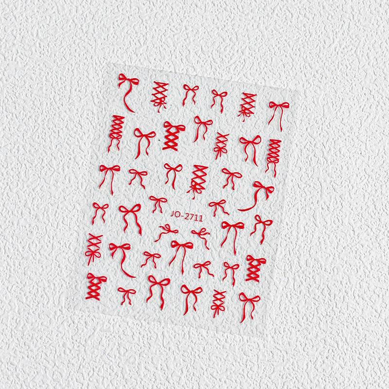 

Прекрасные красно-розовые черные линии бантик 3D самоклеящиеся украшения для ногтей наклейки лента очаровательные милые наклейки для маникюра красный