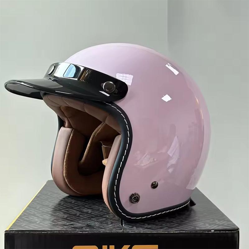 Retro Lady Motorcycle Helmet with Visor 3/4 Coverage Yellow 1 Personalized Unisex Vintage Style Protective Headwear