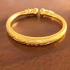 Gold Plated Open Cuff Bangle Boho Carved Floral Pattern Fadeless Durable Shiny Jewelry for Gift Daily Wear
