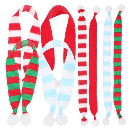 8Pcs Christmas Miniature Santa Scarf Stuffed Bear Multifunctional Xmas Decoration for Wine Bottles Pets Crafts