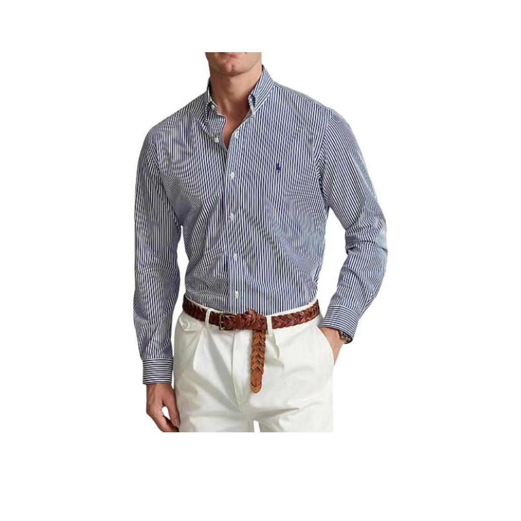 

Сорочка чоловіча Polo Ralph Lauren смугаста з коміром поло з довгим рукавом темно-синя 710929343-001