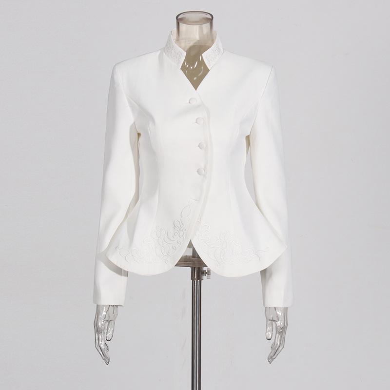 Elegantní oblek ve francouzském stylu: 2025 3D Vyšívaná bunda a Plisovaná sukně s vysokým pasem Dvoudílný