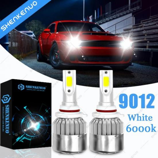 9012 White LED Headlights High Low Beam Bulbs Kit for Dodge Challenger 2015-2019