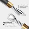 Black Handle Hook Type Cuticle Pusher Nail Polish Remover Gel Scraper Stainless Steel Clean Manicure Tool for Nail Art