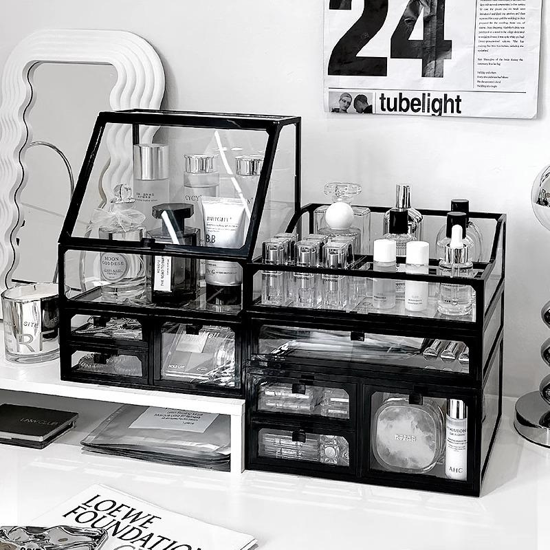 High-End Transparente Staubdichte Kosmetikaufbewahrungsbox für Waschtisch