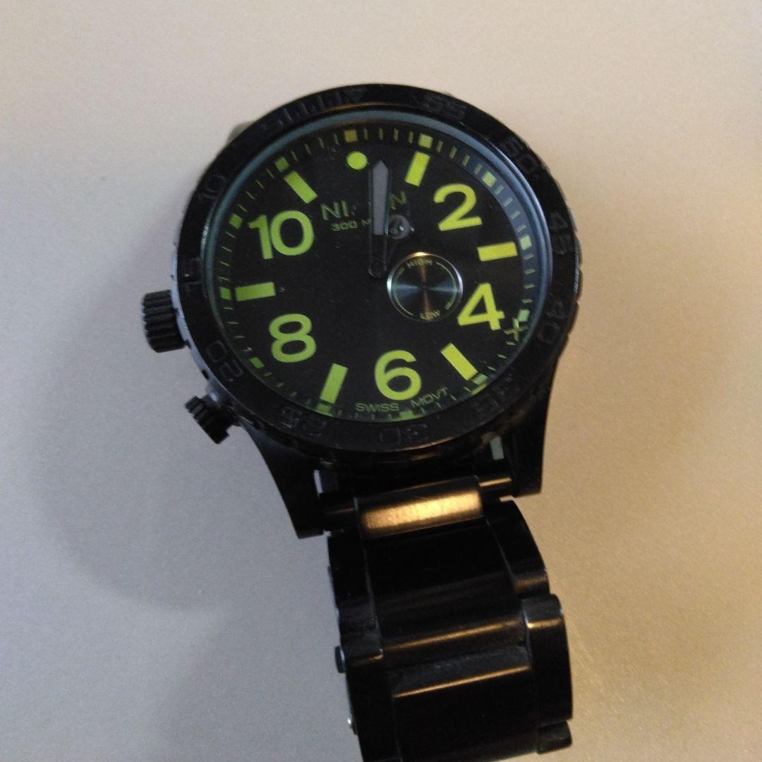 Used NIXON watch 300M waterproof black x neon green