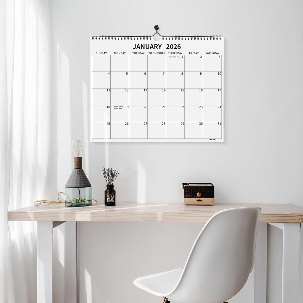 Wall Calendar 2026, 2026 Calendar January 2026 To June 2027, 14"×11" Hanging Calendar for Home Office School Planning (Simple, Horizontal)