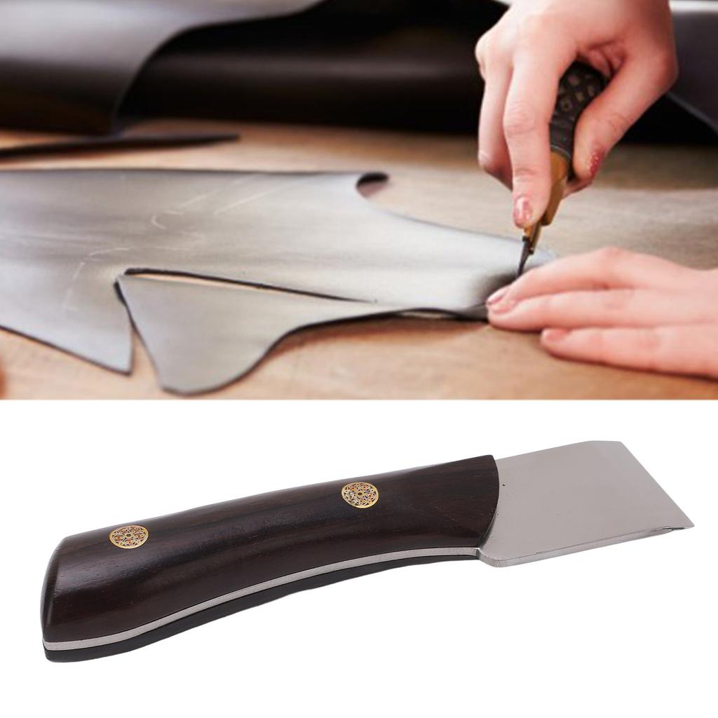 Leather Skiving Knife High Speed Steel Small Ergonomic Wooden Handle Leather Cutting Knife Knife for DIY Leathercraft
