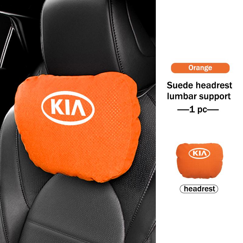 BBEI1 Car Styling Soft Suede Headrest Neck Support Seat Breathable Waist Pad Pillow Mat For KIA Cerato Proceed Venga Stonic Picanto