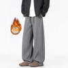 Autumn and Winter New Velvet Air Cotton Straight Casual Pants Men's Sense Solid Color Loose Sports Wide-leg Mid-waist Scimitar Pants