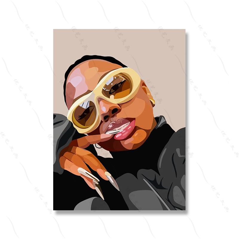 

Красочный мальчик черный мода девушка поп-арт настенный декор холст постер гостиная домашний салон картина печать клуб ретро портрет 21x30cm No Framed