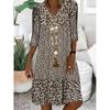 GMXIA Women's Fashion Summer Spring V-Neck 3/4 Sleeves  Casual Dresses