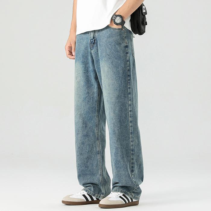 

Весенне-летние джинсы мужские прямые американские свободные повседневные брюки модные широкие штаны 38 синий