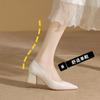 Nude high heels spring and summer new temperament pointed head light mouth commuter work shoes fashion thick heel single shoes women