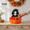 Einzigartige Süßes oder Saures Schüssel Halloween Süßigkeitenschale, 3D-gedruckter Sensenmann Snackhalter Schale, Gruselige Harz Organizer Skelett Servierschale für Zuhause,
