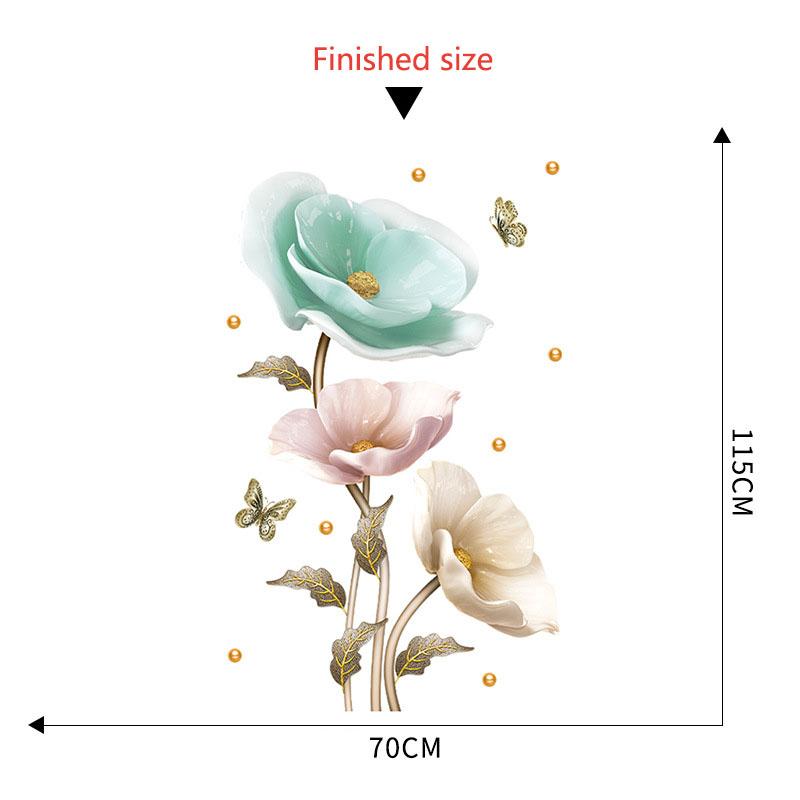 Elegant Orchid Wall Sticker Self Adhesive Flower Mural Creative Home Decor for Living Room Wall Art