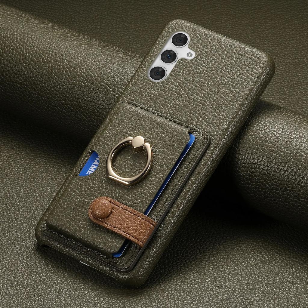 Ring Holder Leather Wallet Case for Samsung Galaxy S24 Ultra S25 Plus S23 FE S22 A06 A16 A36 A56 A15 A35 A55 Card Solt Cover