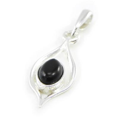 [I8897] - Silver Pendant 'Jesse Noir De Jais' Silver-black (rhodium-plated) - 35x10 Mm