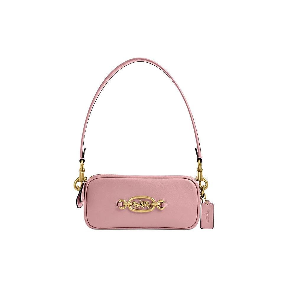 

Coach Avery 20 Metallic Solid Logo Zipper Closure Leather Handheld Crossbody Shoulder Bag Small Women Bags Soft-Pink CR095-B4SOF Basic Set (Bag+Dust Bag)