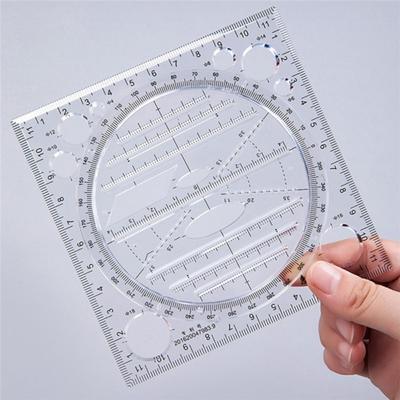 2 Stück Multifunktionale Rotierbare Zeichenschablone Kunst Design Bauwesen Architekt Geometrie Kreis Zeichenmaßstab Lineal