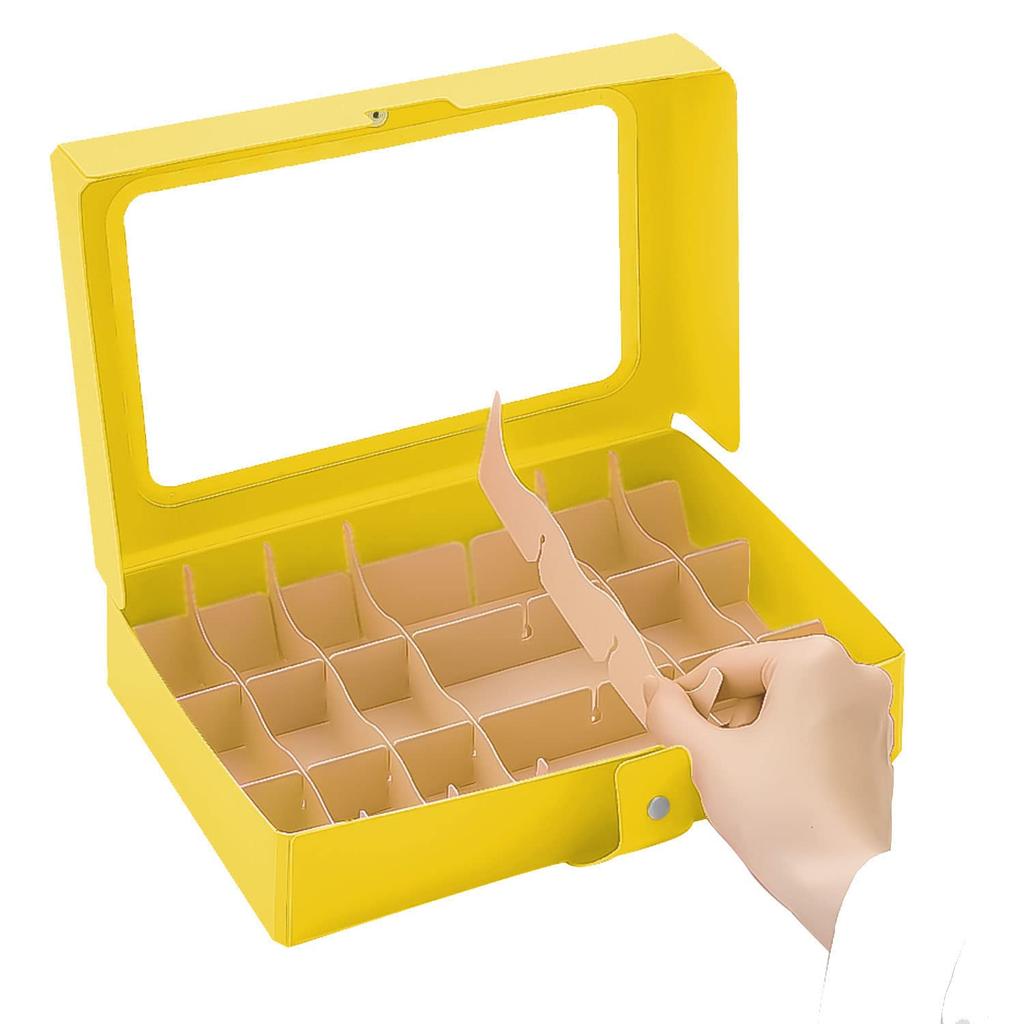 LIHIT LAB Masking Tape Storage Collection Case with A5 Dividers, Size, CUBEFIZZ, Yellow, A698-5