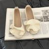 Soft sole comfortable knitted ruffle edge women's shoes summer new elegant flat sole single shoes grandma shoes