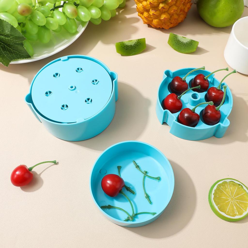Portable Cherry Pitter Plastic Cherry Core Remover with 6 Individual Holes Cherry Corer Seed Remover Tool
