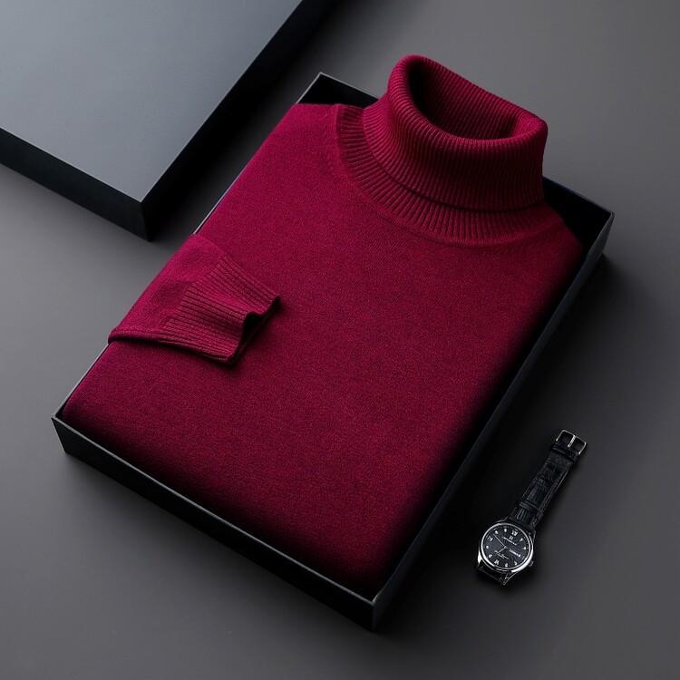 Sweatwear Mens Pilling Knitted Turtleneck Sweater Slim Fit Long Sleeve Pullover Trend Men Clothing