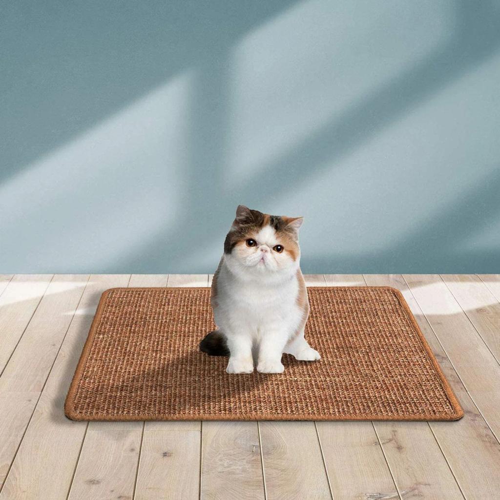 Natural Sisal Cat Scratcher Mat Horizontal Cat Floor Scratching Pad Rug Scratch Pad For Cat Grinding Claws & Protecting Furniture 20*31in