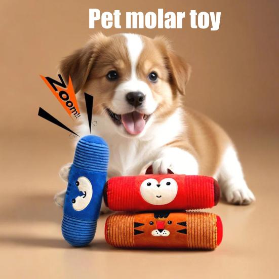 Pet Teeth Grinding Toy with Wrinkle Sound Mop Plush Texture Chewing Toy Emotional Comfort Lightweight Interactive Toy