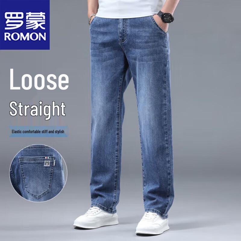 

ROMON Men s Stretch Straight-Leg Jeans 30