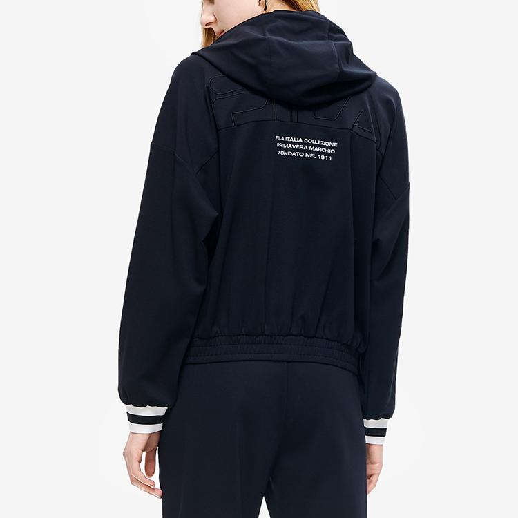 FILA Solid Color Casual Knit Hoodie Women outerwear Black F11W229501F-BK