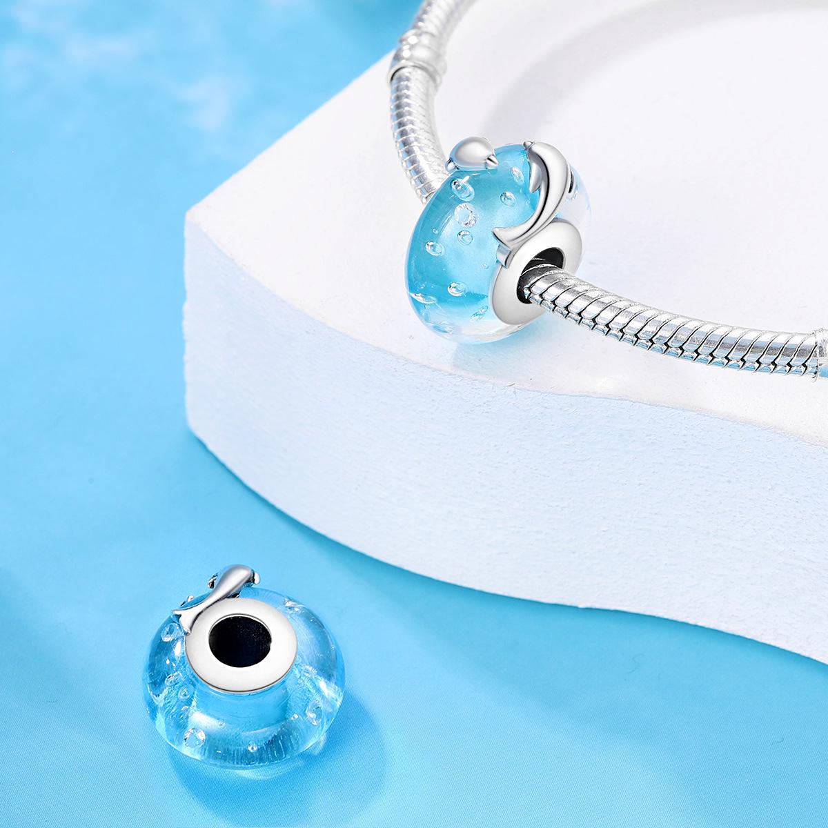 Copper Silver-Plated Beads Luminous Glass Beads Charm Queen Beads Bracelet Necklace Production