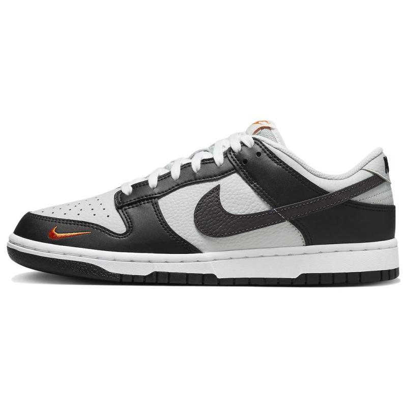 Nike Dunk Low Black Total Orange Mini Swoosh Skate Shoes Sneakers FN7808-001